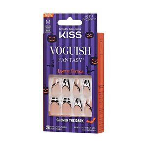 KISS Voguish Fantasy Glow-In-The-Dark Halloween Nails - I Am Wednesday